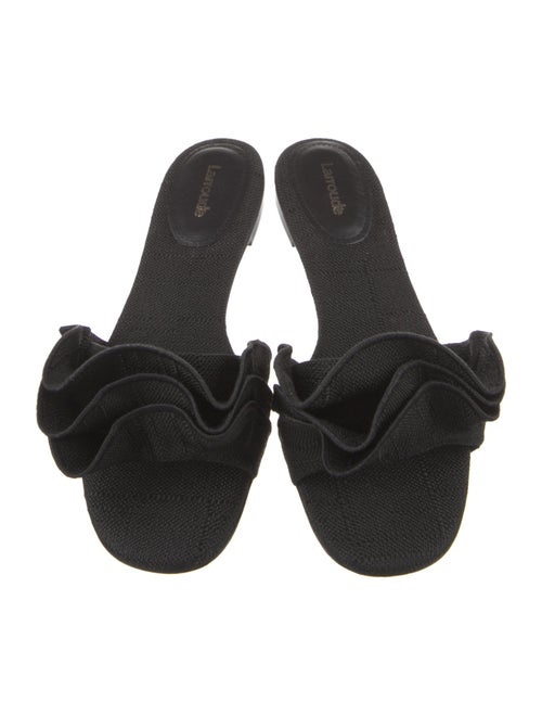 Larroude Canvas Ruffle Embellishment Slides