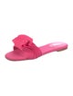 Larroude Canvas Ruffle Embellishment Slides