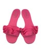 Larroude Canvas Ruffle Embellishment Slides