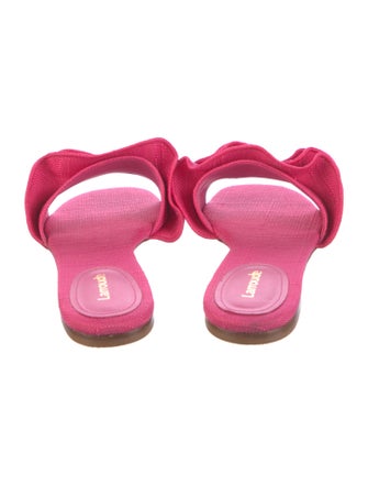 Larroude Canvas Ruffle Embellishment Slides