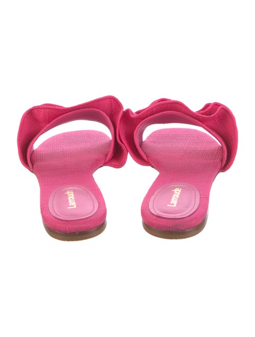 Larroude Canvas Ruffle Embellishment Slides