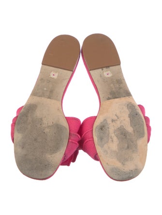 Larroude Canvas Ruffle Embellishment Slides