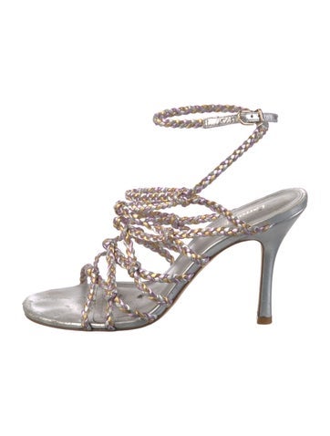 Larroude Sandals Leather Braided Accents Slingback 8