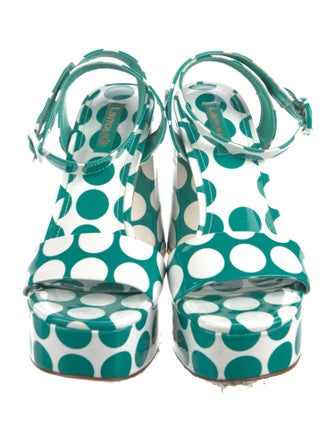 Larroude Patent Leather Polka Dot Print Sandals
