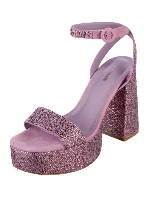 Larroude Suede Crystal Embellishments Sandals