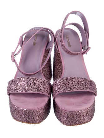 Larroude Suede Crystal Embellishments Sandals