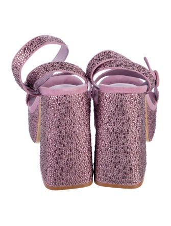 Larroude Suede Crystal Embellishments Sandals