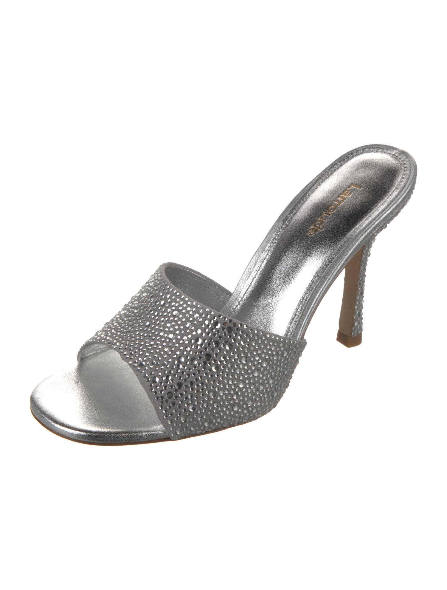 Larroude Leather Crystal Embellishments Slides w/ Tags