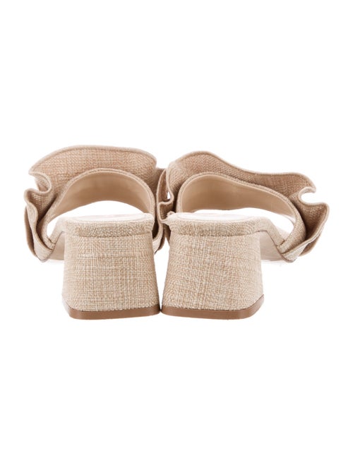 Larroude Canvas Ruffle Embellishment Slides