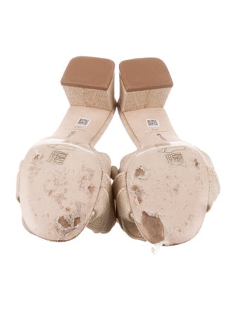 Larroude Canvas Ruffle Embellishment Slides