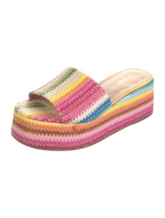 Larroude Straw Colorblock Pattern Espadrilles