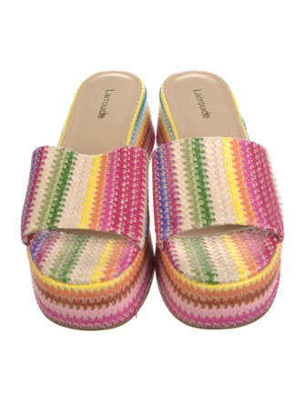 Larroude Straw Colorblock Pattern Espadrilles