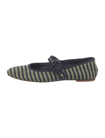 Larroude Striped Mary Jane Flats