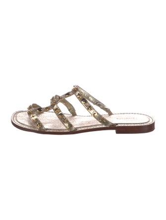Larroude Leather Studded Accents Slides