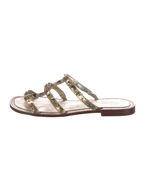 Larroude Leather Studded Accents Slides