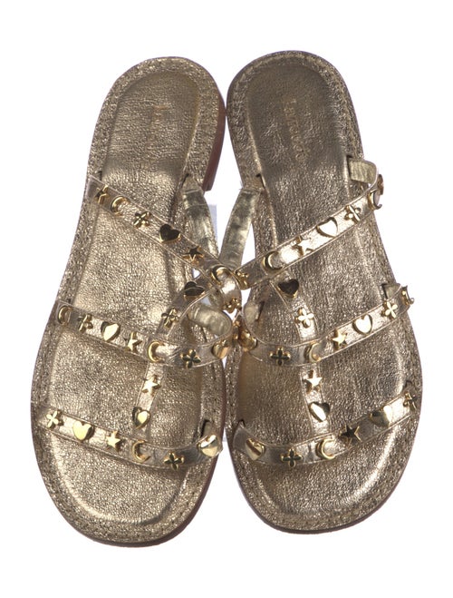 Larroude Leather Studded Accents Slides