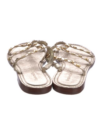 Larroude Leather Studded Accents Slides