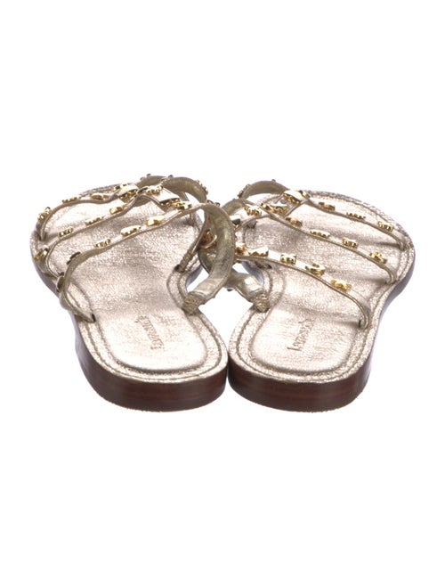 Larroude Leather Studded Accents Slides