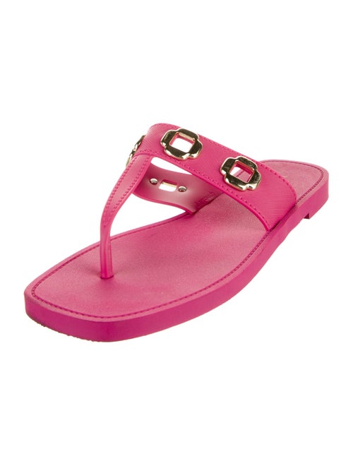 Larroude Leather Chain-Link Accents Flip Flops