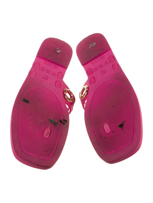 Larroude Leather Chain-Link Accents Flip Flops