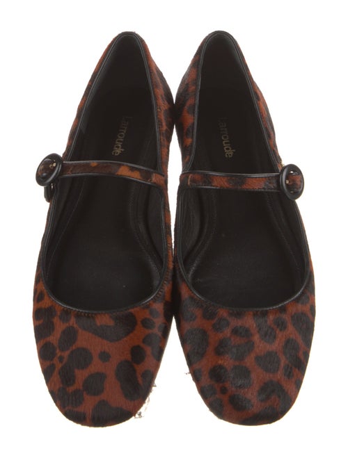 Larroude Ponyhair Animal Print Mary Jane Flats