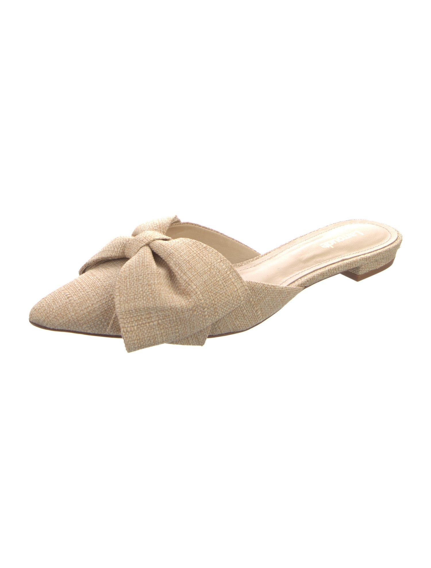 Larroude Canvas Ruffle Embellishment Mules