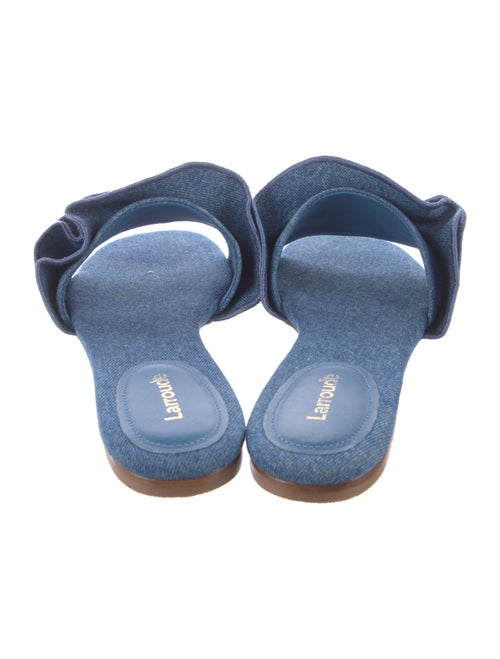 Larroude Canvas Ruffle Embellishment Slides