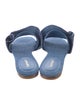 Larroude Canvas Ruffle Embellishment Slides
