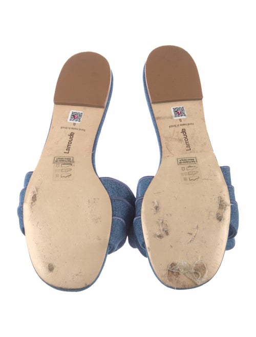 Larroude Canvas Ruffle Embellishment Slides