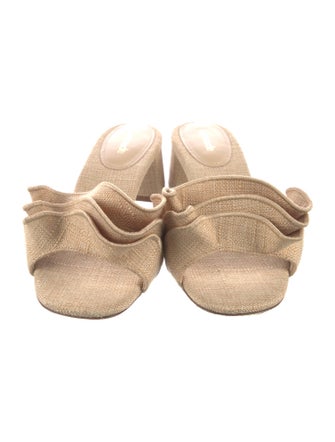 Larroude Raffia Ruffle Embellishment Slides