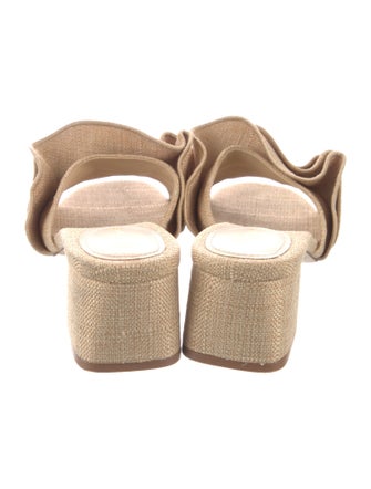 Larroude Raffia Ruffle Embellishment Slides