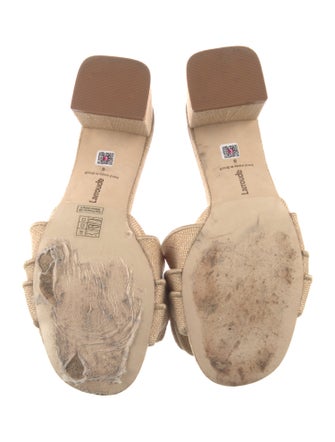 Larroude Raffia Ruffle Embellishment Slides