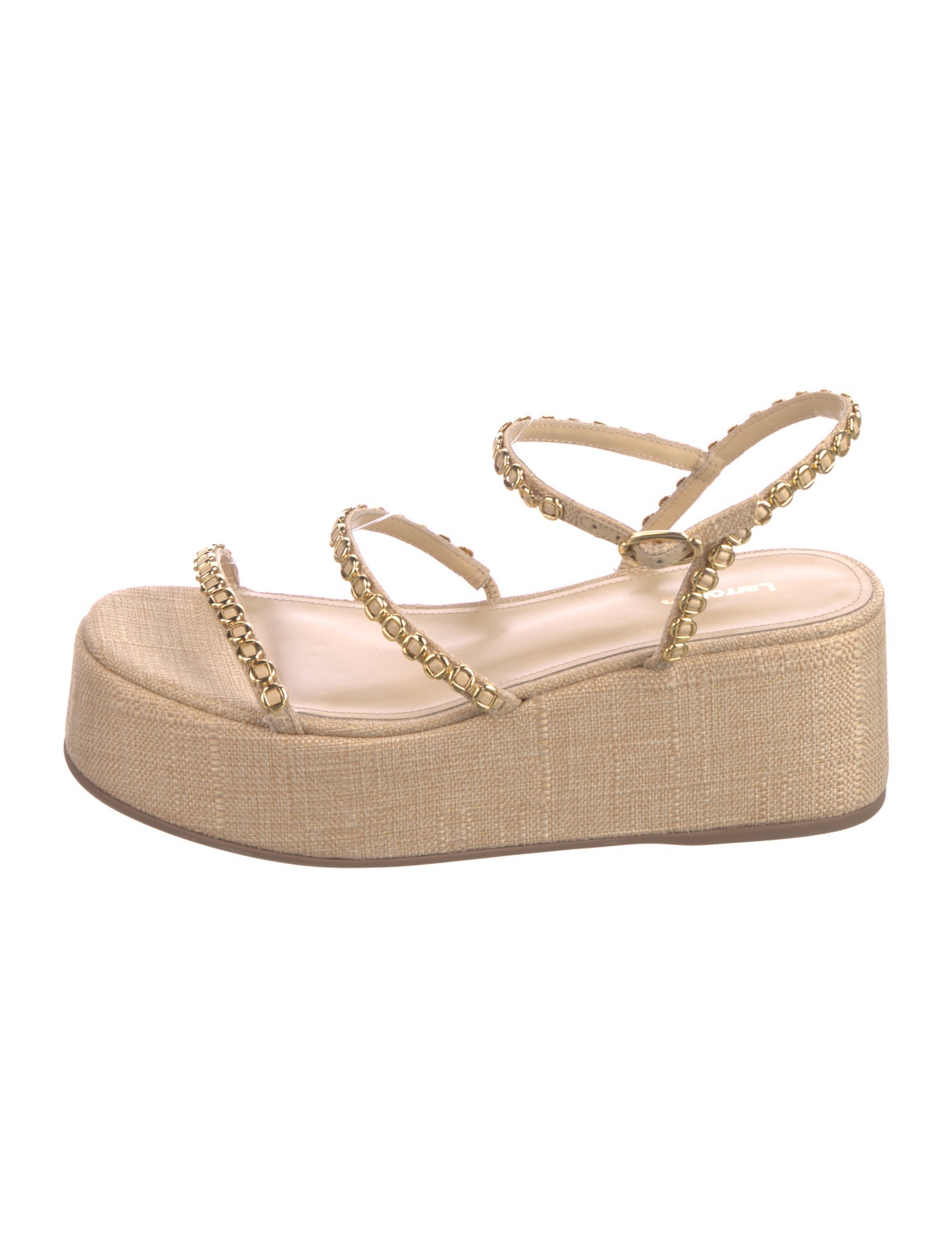 Larroude Raffia Chain-Link Accents Espadrilles