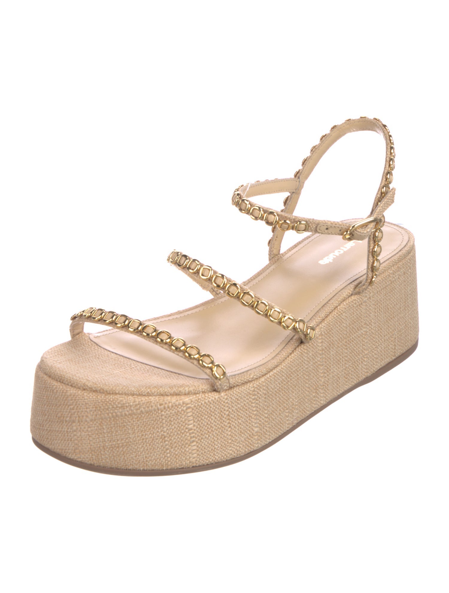 Larroude Raffia Chain-Link Accents Espadrilles