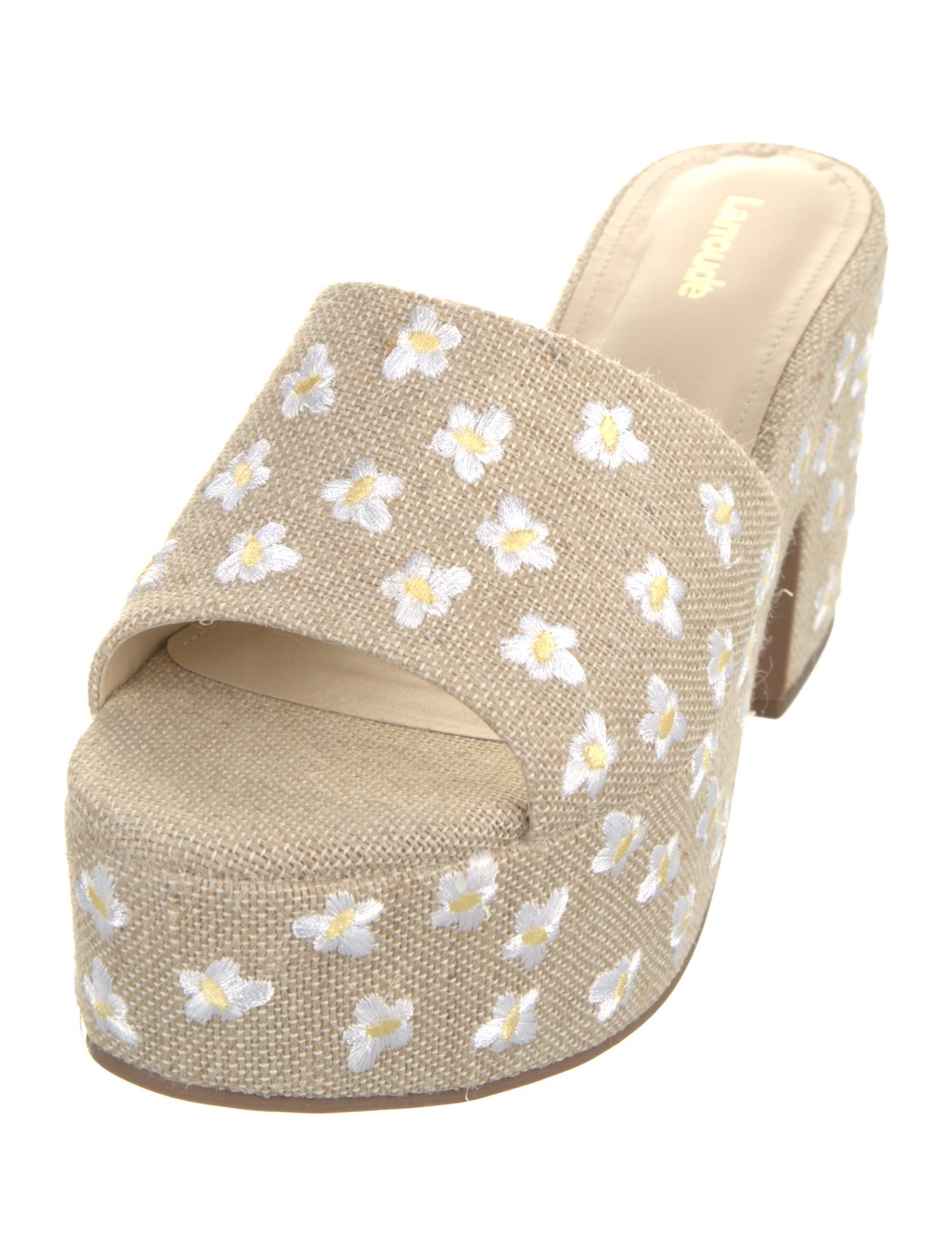 Larroude Canvas Floral Print Slides