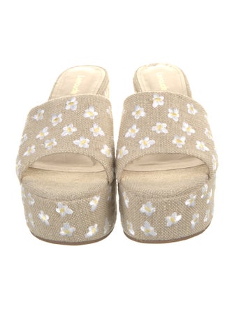 Larroude Canvas Floral Print Slides