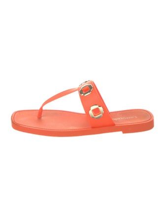 Larroude Rubber Eyelet Trim Flip Flops