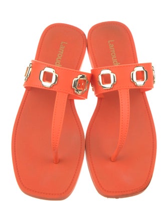 Larroude Rubber Eyelet Trim Flip Flops