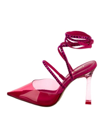 Larroude Leather Crystal Embellishments Slingback Pumps