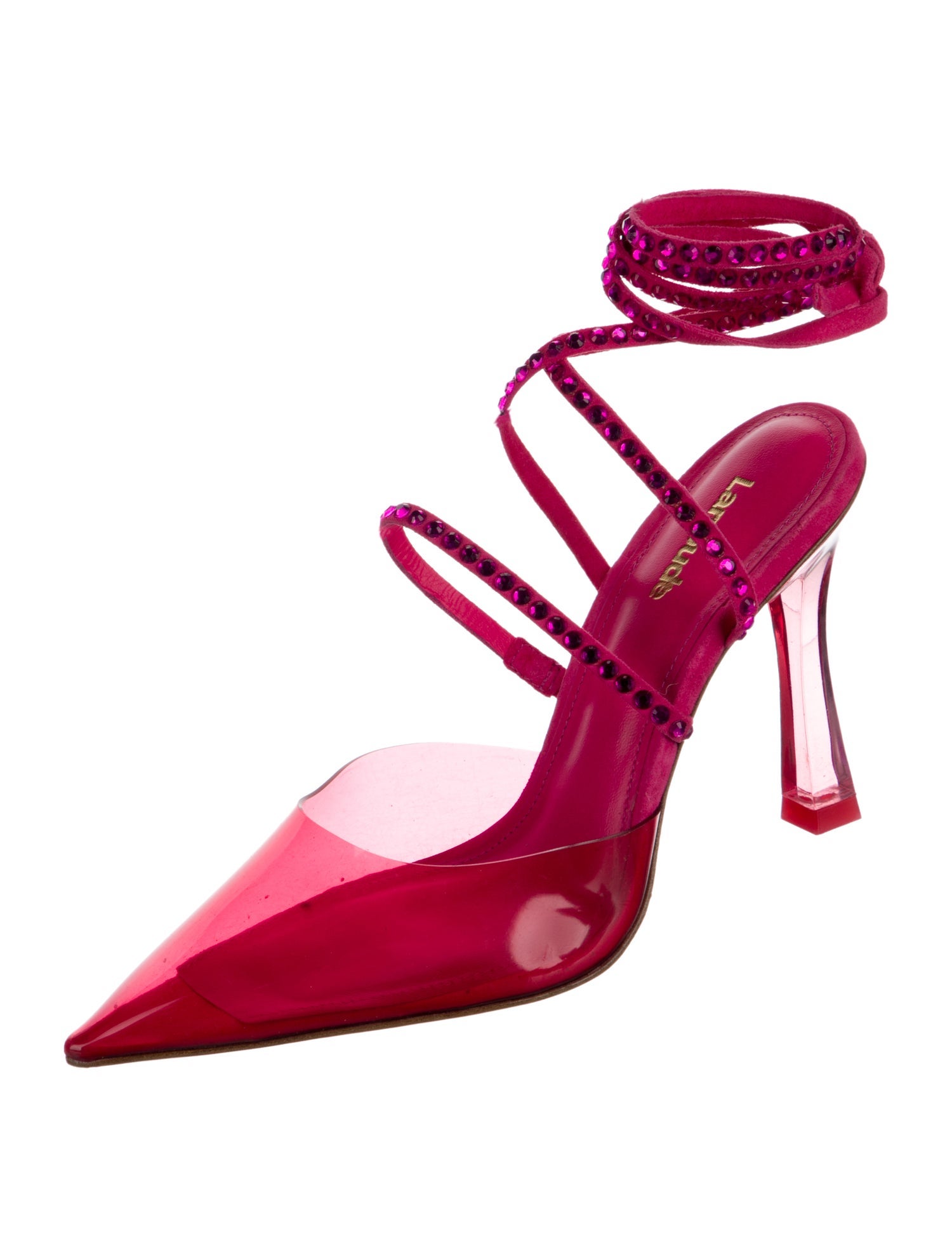 Larroude Leather Crystal Embellishments Slingback Pumps