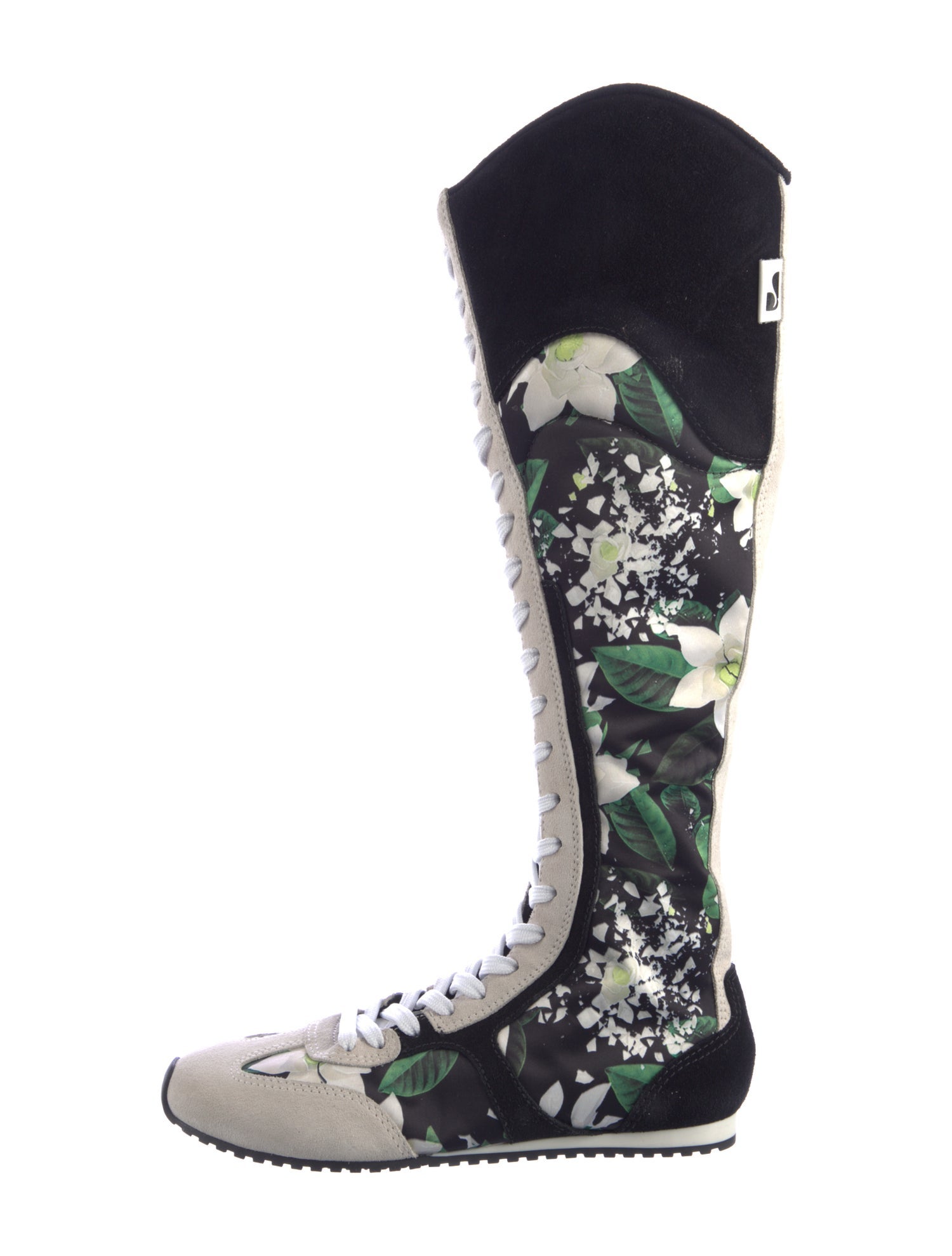 Larroude Leather Floral Print Boots