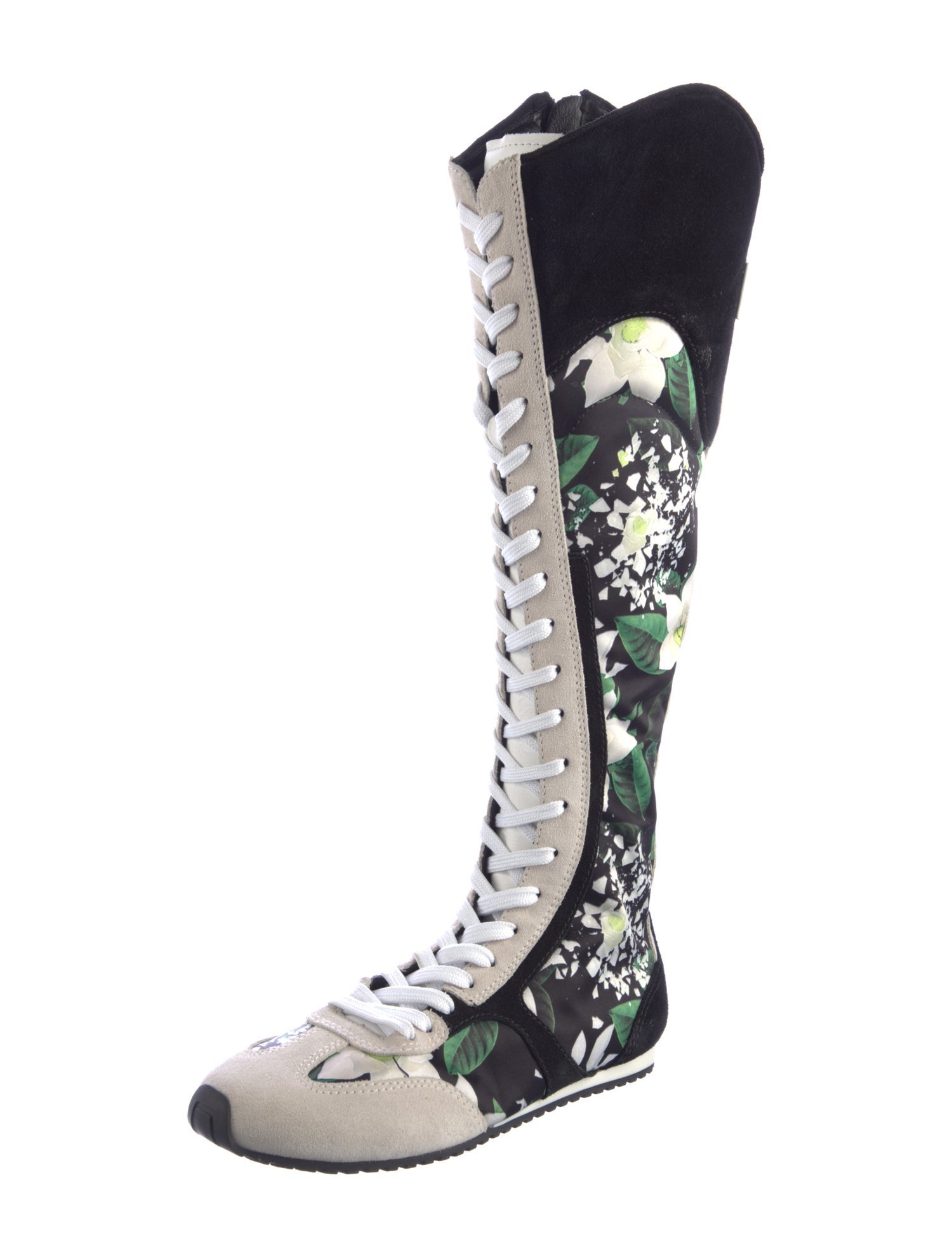 Larroude Leather Floral Print Boots