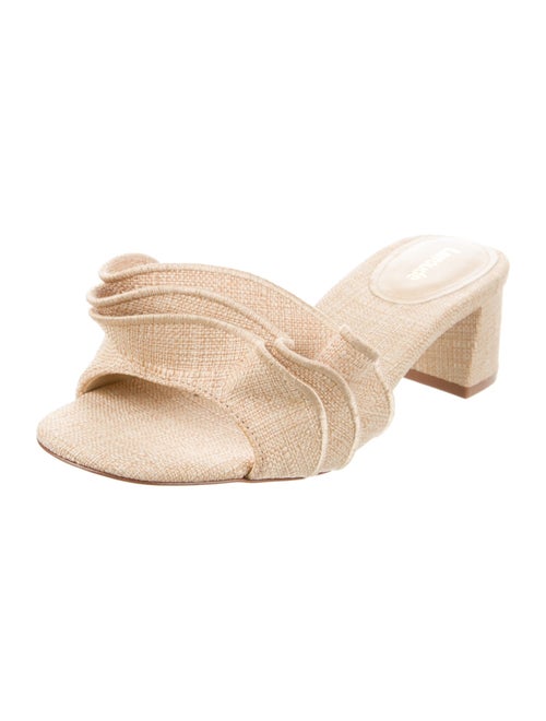 Larroude Raffia Ruffle Embellishment Slides