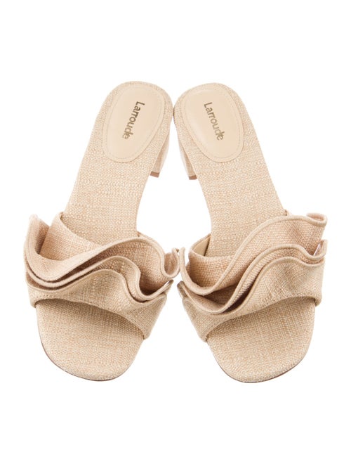 Larroude Raffia Ruffle Embellishment Slides