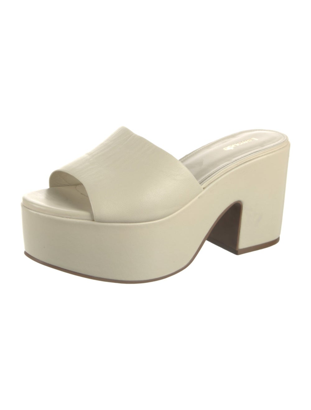 Larroude Leather Slides Neutrals Platform - image 2