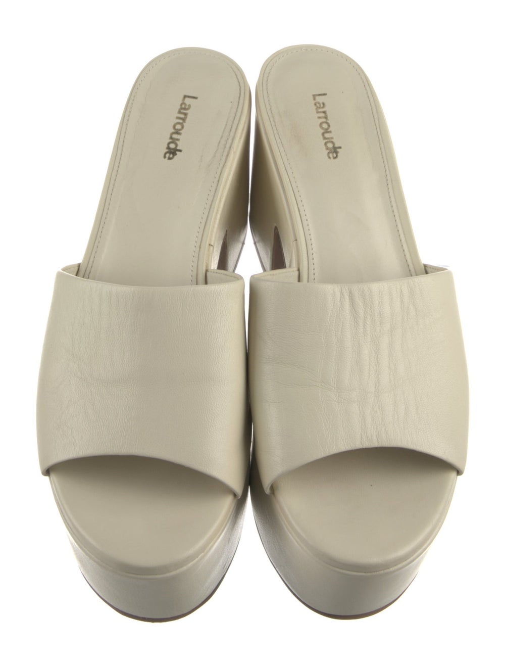 Larroude Leather Slides Neutrals Platform - image 3