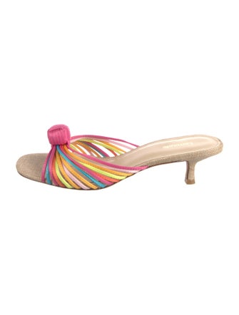 Larroude Raffia Striped Slides