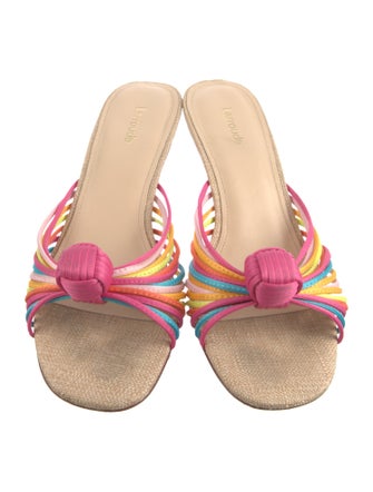 Larroude Raffia Striped Slides