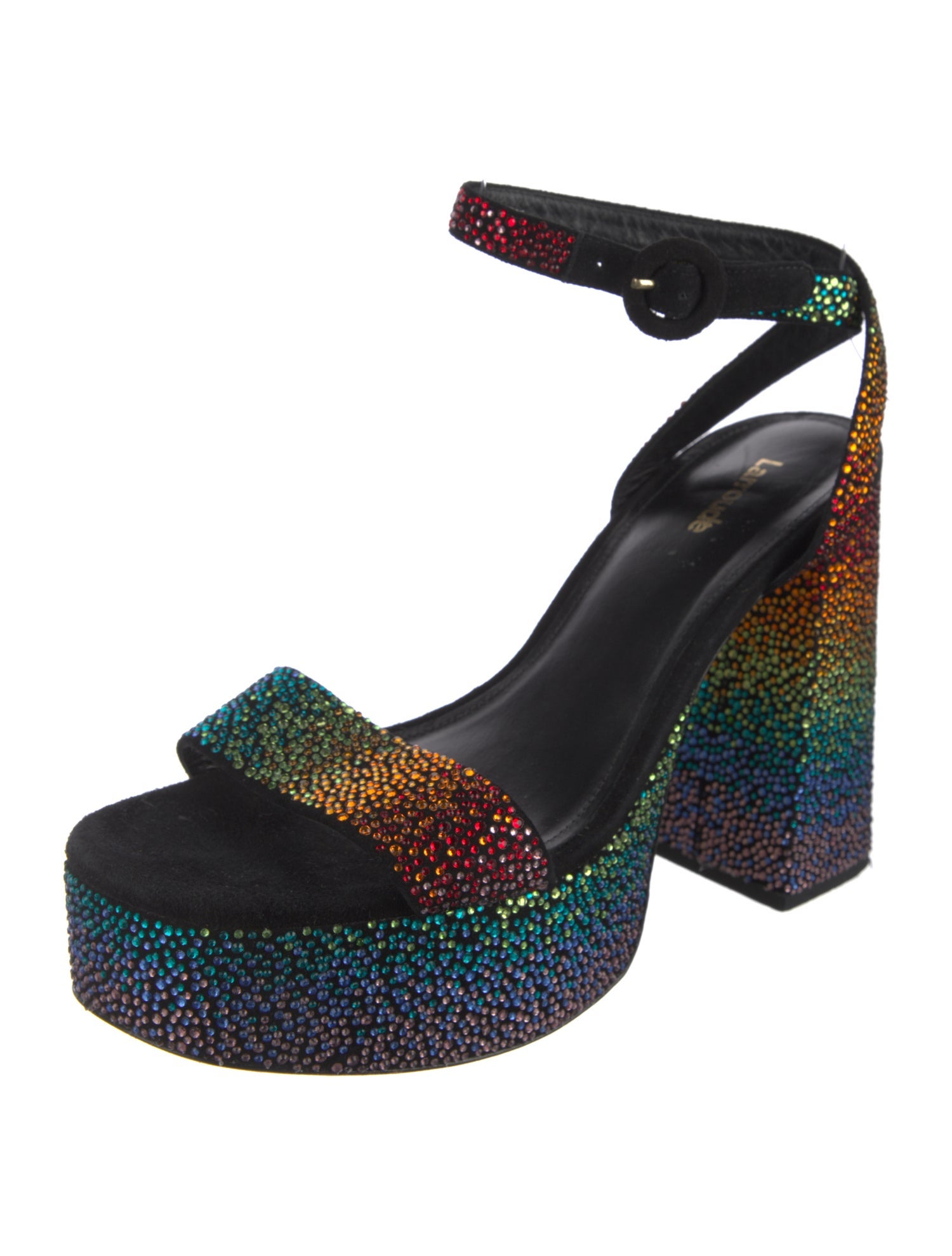 Larroude Suede Printed Sandals