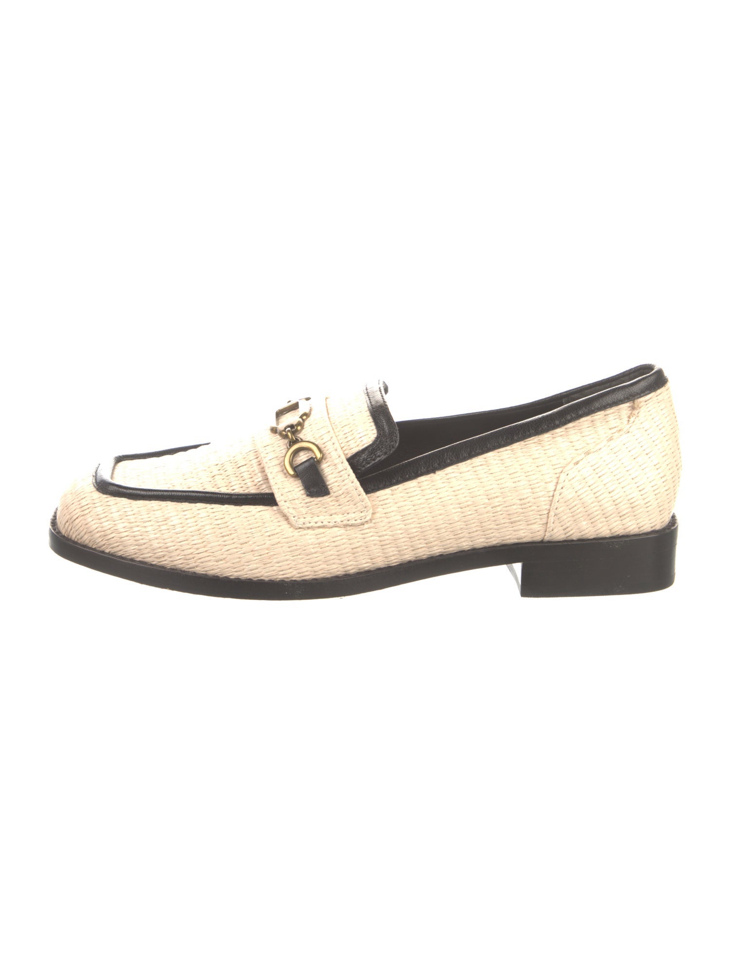 Larroude Straw Colorblock Pattern Loafers